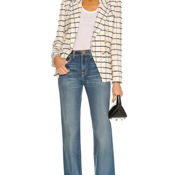 NWT L'AGENCE Kenzie White Check Boucle Tweed Double Breasted Blazer - Picture 2 of 13